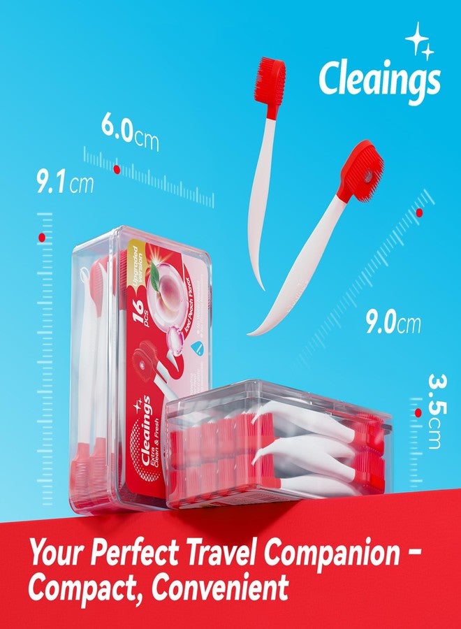 cleaings مجموعة فرشاة أسنان صغيرة للاستخدام مرة واحدة من كلينجز® مع معجون أسنان وعود أسنان - مستلزمات سفر محمولة للنساء والرجال، مثالية للتخييم والرحلات البرية والإجازات، 16 قطعة - بنكهة الفراولة (عبوة واحدة) - Image 4