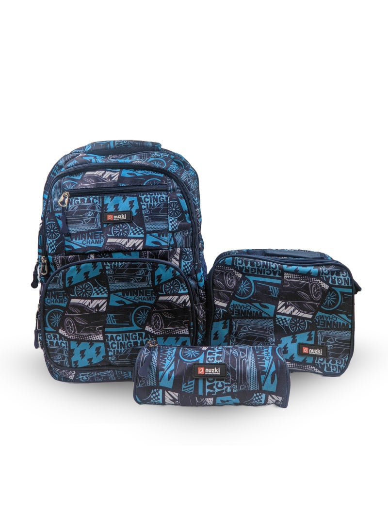 نوزكي حقيبة مدرسية للأطفال مكونة من 3 قطع/مجموعة - مثالية لحقيبة ظهر الطلاب، وحقيبة المدرسة، وحقيبة الأقلام، وصندوق الغداء . 17 بوصة - Image 1