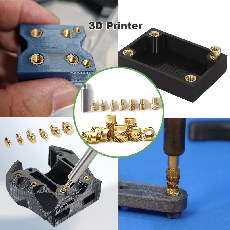 Mintion Heat Set Insert Tips and 70 PCS Threaded Inserts with Insert Tips M2 M2.5 M3 M4 M5 M6 M8, Soldering Iron Adapter Soldering Tips for Soldering Iron 3D Printer Accessories Threaded Inserts for Plastic - Image 5