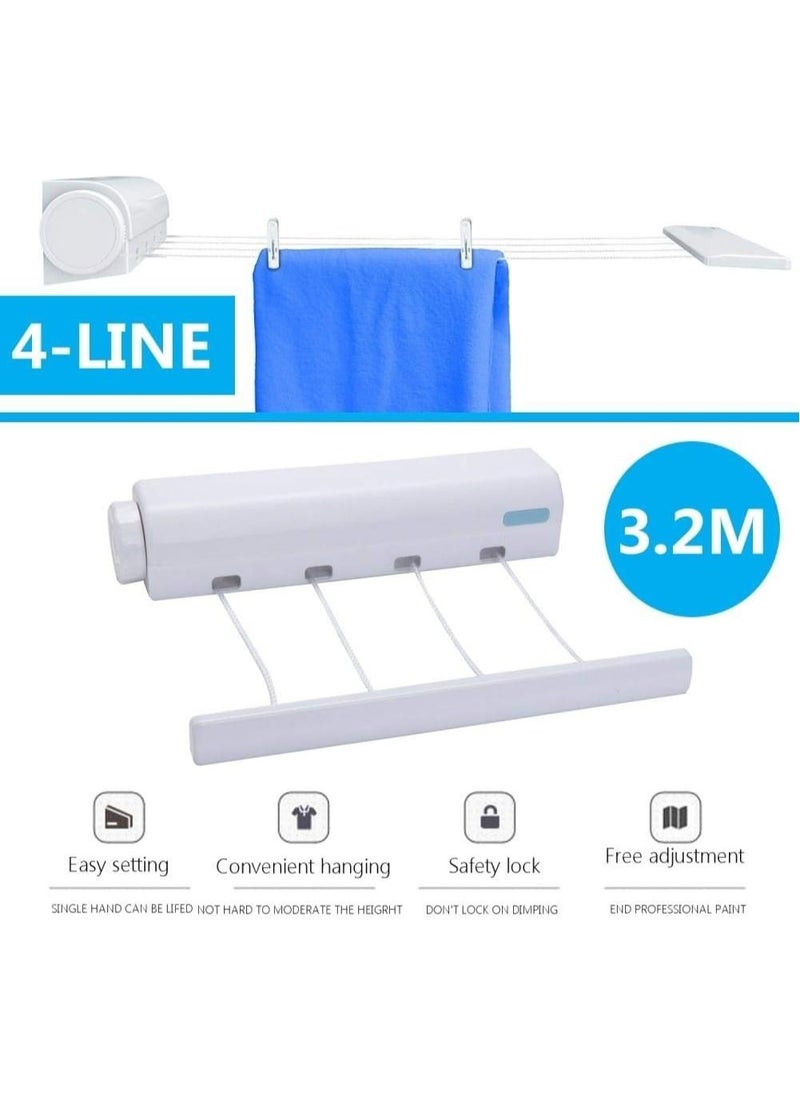 Retractable washing line indoor space saving auto roll up clothes dryer