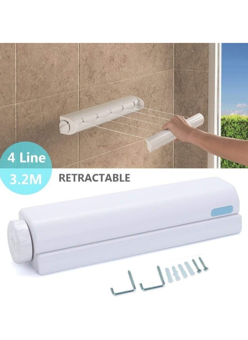 Retractable washing line indoor space saving auto roll up clothes dryer