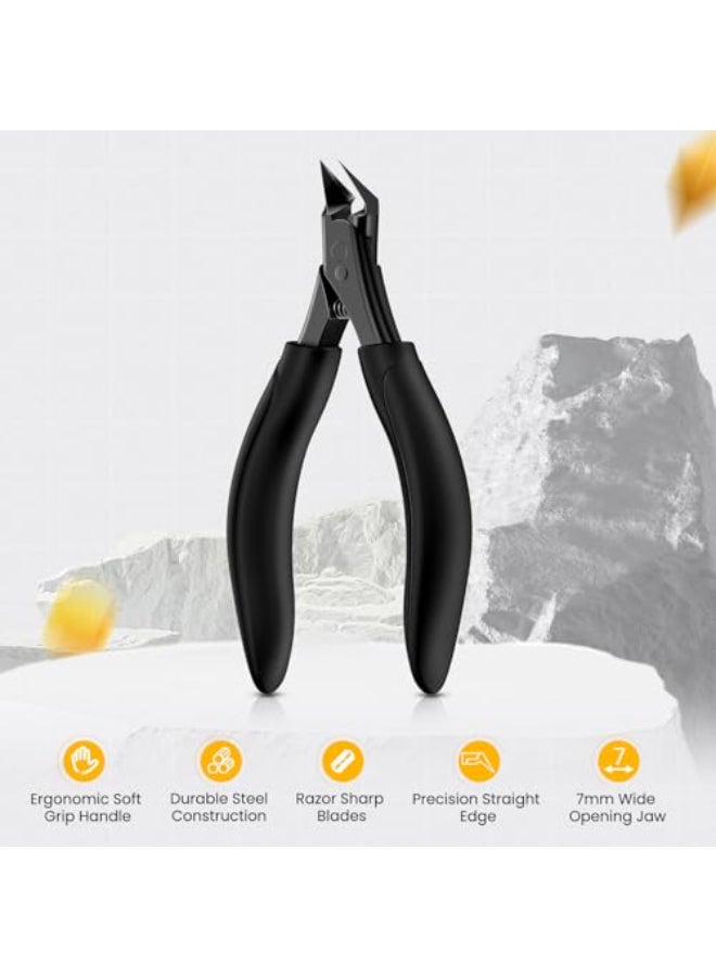 BEZOX Ingrown Toenail Clippers for Seniors Slant Straight Blade Toe Nail Clippers for Thick and Ingrown Nails Soft Grip Long Handle Toenail Scissors for Mani Pedi Nail Care Black - Image 3