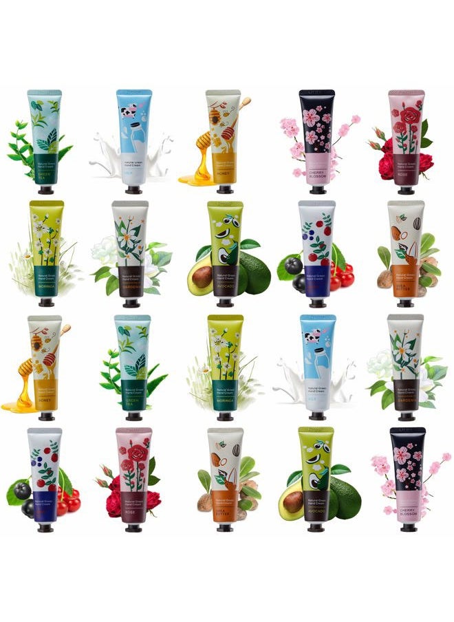 Iccbeeme 20 Pack Hand Cream Gift Set,Hand Lotion for Dry Cracked Hands,Working Hands Body,Travel Size Hand Cream,Moisturizing Hand Lotion,Holiday Gift for Women Valentine's Day Mother's Day (Fruit Plant)  - Image 1