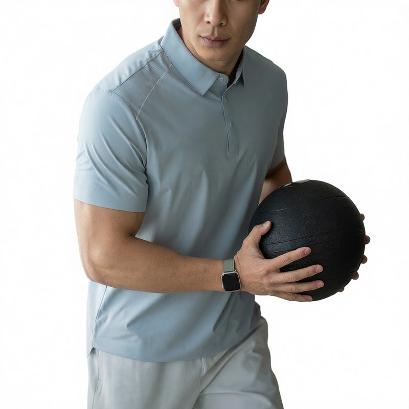 Men's Quick Dry Stand Collar Polo Shirt 7A Antibacterial Business Casual Short Sleeve Top - Image 1