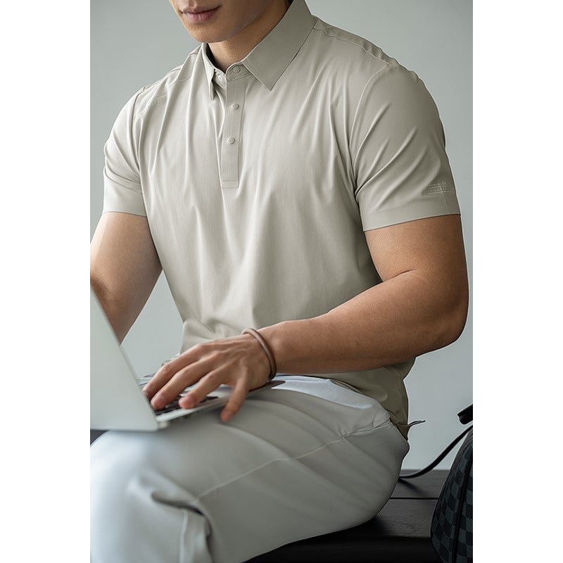 Men's Quick Dry Stand Collar Polo Shirt 7A Antibacterial Business Casual Short Sleeve Top - Image 3