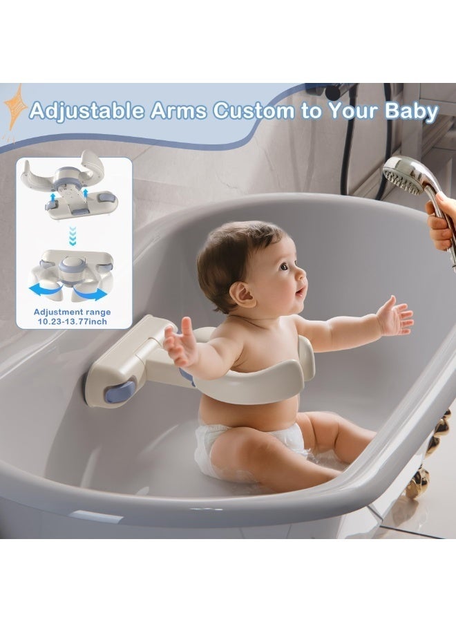 والالا حامل استحمام قابل للتعديل - يُثبّت على الحائط، ويُدعم حوض استحمام قابل للطي للأطفال الصغار من عمر 6 إلى 36 شهرًا | دعامة استحمام مانعة للانزلاق - Image 4