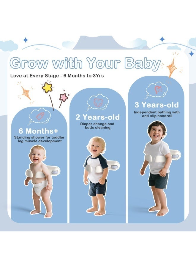 والالا حامل استحمام قابل للتعديل - يُثبّت على الحائط، ويُدعم حوض استحمام قابل للطي للأطفال الصغار من عمر 6 إلى 36 شهرًا | دعامة استحمام مانعة للانزلاق - Image 5