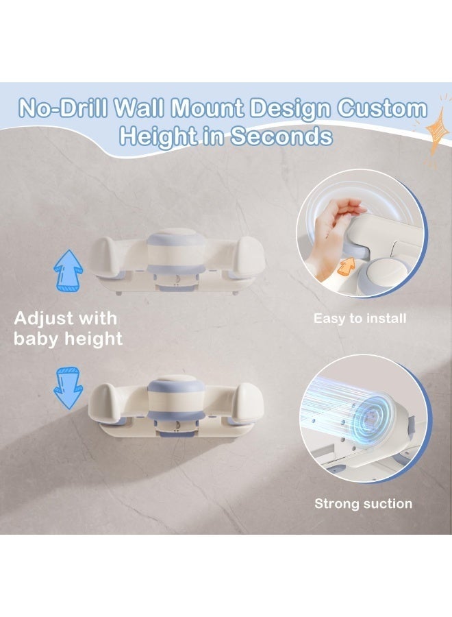 والالا حامل استحمام قابل للتعديل - يُثبّت على الحائط، ويُدعم حوض استحمام قابل للطي للأطفال الصغار من عمر 6 إلى 36 شهرًا | دعامة استحمام مانعة للانزلاق - Image 3