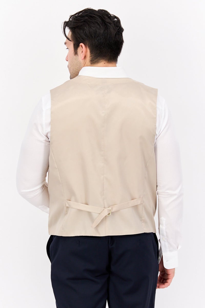 Asos Design Men Super Skinny Heather Suit Waistcoat, Beige  - Image 3