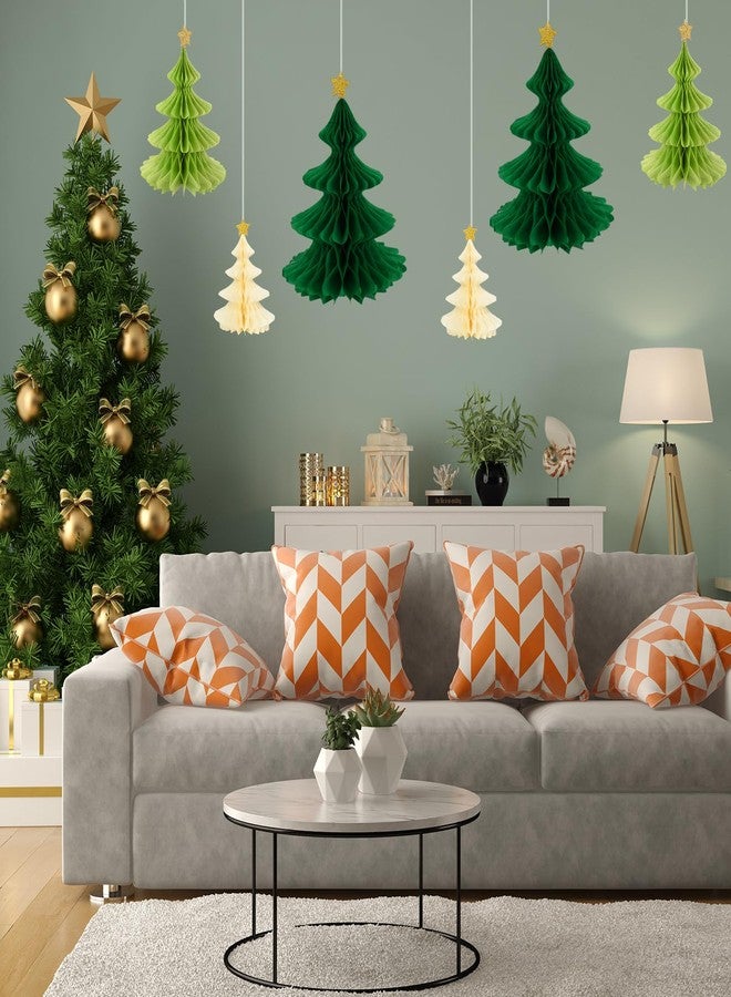 وولاين مجموعة من 6 أشجار ورقية ثلاثية الأبعاد على شكل خلية نحل لعيد الميلاد من والين، باللونين الأخضر والبيج، تُستخدم كزينة مركزية أو معلقة على السقف، على شكل شجرة صنوبر ونجمة ورقية لتزيين حفلات الأعياد، متوفرة بثلاثة أحجام. - Image 5