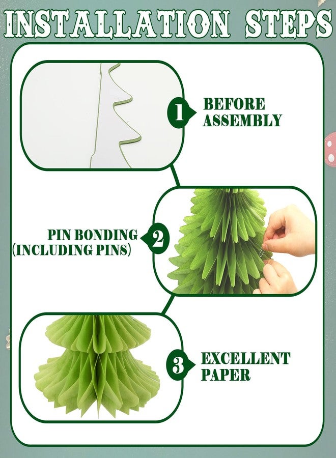 وولاين مجموعة من 6 أشجار ورقية ثلاثية الأبعاد على شكل خلية نحل لعيد الميلاد من والين، باللونين الأخضر والبيج، تُستخدم كزينة مركزية أو معلقة على السقف، على شكل شجرة صنوبر ونجمة ورقية لتزيين حفلات الأعياد، متوفرة بثلاثة أحجام. - Image 3