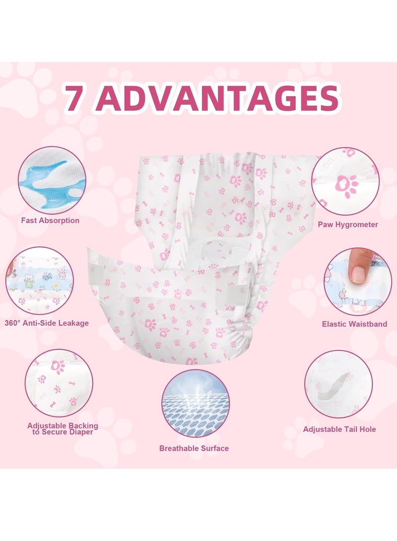 MissTiara Female Dogs Diapers - 20 count Disposable Pet Diapers Super Absorbent Soft Suitable for Female Puppy Cats or Dogs with Leak Protection, Excitable Urination, Incontinence 6-14kg Pink Size L - Image 2