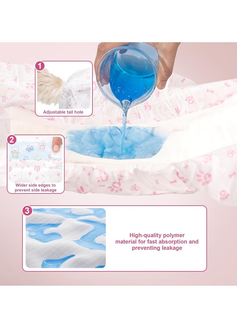 MissTiara Female Dogs Diapers - 20 count Disposable Pet Diapers Super Absorbent Soft Suitable for Female Puppy Cats or Dogs with Leak Protection, Excitable Urination, Incontinence 6-14kg Pink Size L - Image 3