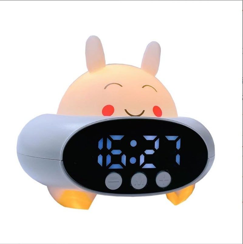 Shrux Shrux Rabbit Design Loud Alarm Clock with Bluetooth Speaker and Light Kids and Parents Bed Room Bed Side Desk Digital Watch 1500mAh Battery Color Changing Mode Loud Alarm Sound Student Clock 
