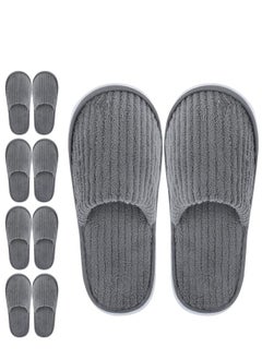 NANAO 5 Pairs Disposable Slippers Closed Toe Spa Slippers Coral Fleece Washable Home Slippers for Women Men Guests Hotels Slippers Housewarming Party Indoors Bathroom Traveling (Gray)  - Image 1