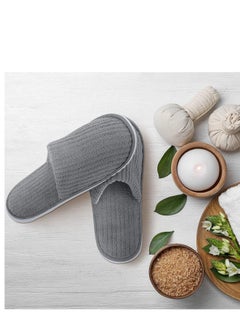 NANAO 5 Pairs Disposable Slippers Closed Toe Spa Slippers Coral Fleece Washable Home Slippers for Women Men Guests Hotels Slippers Housewarming Party Indoors Bathroom Traveling (Gray)  - Image 5