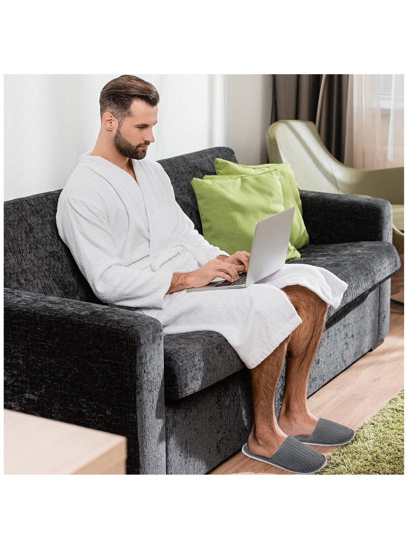 NANAO 5 Pairs Disposable Slippers Closed Toe Spa Slippers Coral Fleece Washable Home Slippers for Women Men Guests Hotels Slippers Housewarming Party Indoors Bathroom Traveling (Gray) - Image 3