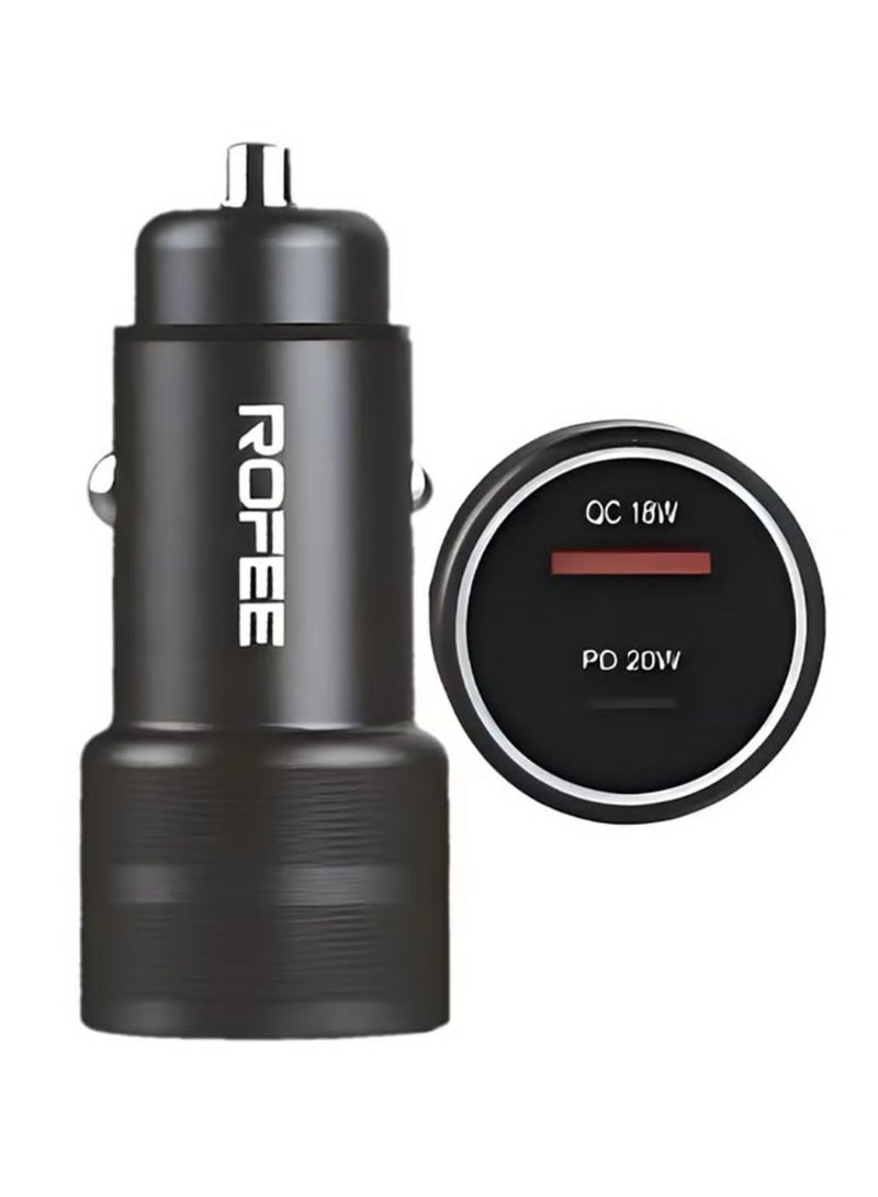 روفی USB C USB A شاحن سيارة شحن سريع ثنائي المنفذ محول هاتف السيارة PD 38W أو QC 18W /RC381 - Image 1