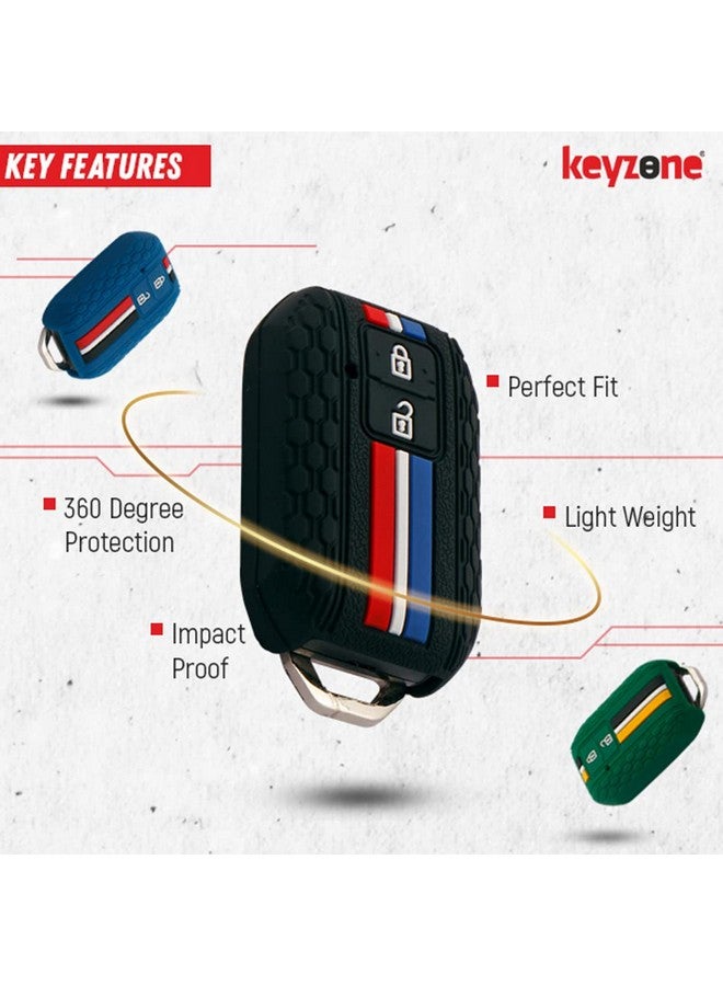 KeyZone Striped Silicone Key Cover Compatible For Suzuki Baleno Grand Vitara Xl6 Swift New Brezza 2022 Ertiga Dzire (2 Button Smart Key Black) - Image 2
