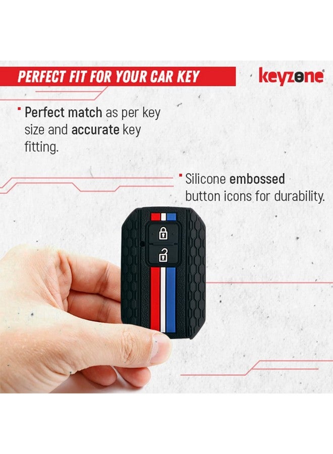 KeyZone Striped Silicone Key Cover Compatible For Suzuki Baleno Grand Vitara Xl6 Swift New Brezza 2022 Ertiga Dzire (2 Button Smart Key Black) - Image 3