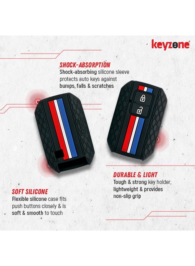 KeyZone Striped Silicone Key Cover Compatible For Suzuki Baleno Grand Vitara Xl6 Swift New Brezza 2022 Ertiga Dzire (2 Button Smart Key Black) - Image 4