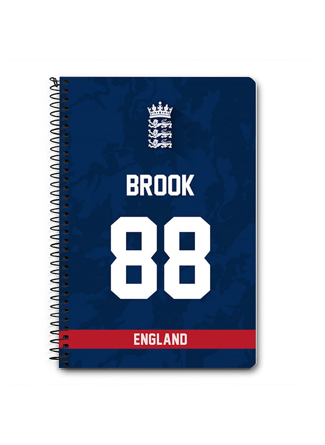 Stylizedd - Designer A5 Spiral Notebook Memo Notepad Journal Player - Harry Brook, Jersey Number -88 (With Logo) - Image 1