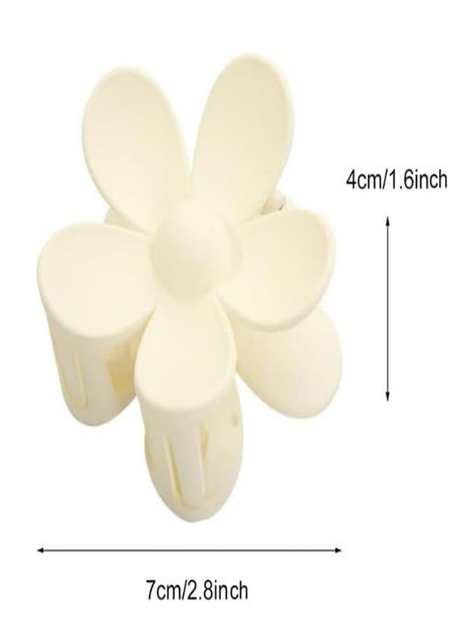 Sluswallow White Cute Flower Hair Claw Clips - Big Thick Scrunchie Hair Clips for Sweet Hairstyles - Image 2