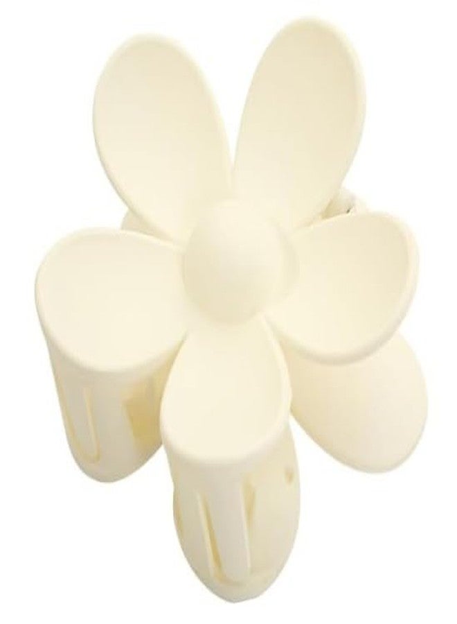 Sluswallow White Cute Flower Hair Claw Clips - Big Thick Scrunchie Hair Clips for Sweet Hairstyles - Image 1
