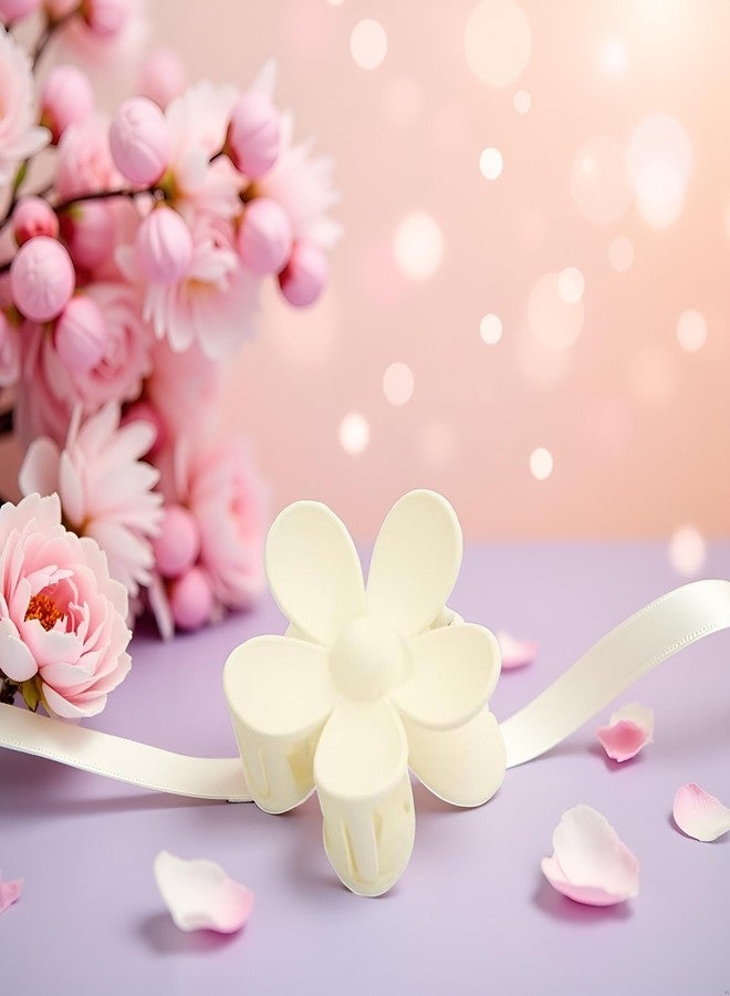 Sluswallow White Cute Flower Hair Claw Clips - Big Thick Scrunchie Hair Clips for Sweet Hairstyles - Image 3
