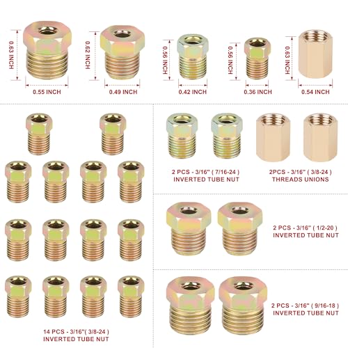 Hromee 3/16 Inch Brake Line Flaring Tool Kit with Zinc-Plated Brake Lines, 16pcs Fittings, 2pcs Union, 4pcs Nut and Single Flare Tool - Image 5