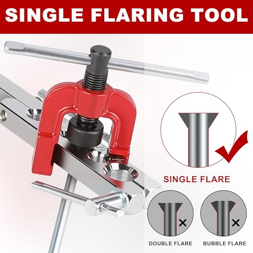 Hromee 3/16 Inch Brake Line Flaring Tool Kit with Zinc-Plated Brake Lines, 16pcs Fittings, 2pcs Union, 4pcs Nut and Single Flare Tool - Image 3