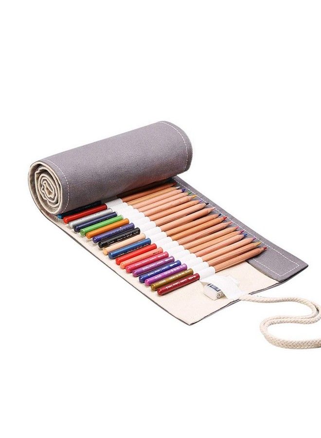 Funny live 36 48 72 Slots Colored Pencil Wrap Pencils Roll Holder Coloring Pencils Organizer Holder Colored Pen Paint Brush Storage Pouch Portable For Artist Student (Grey 72 Slots) - Image 3