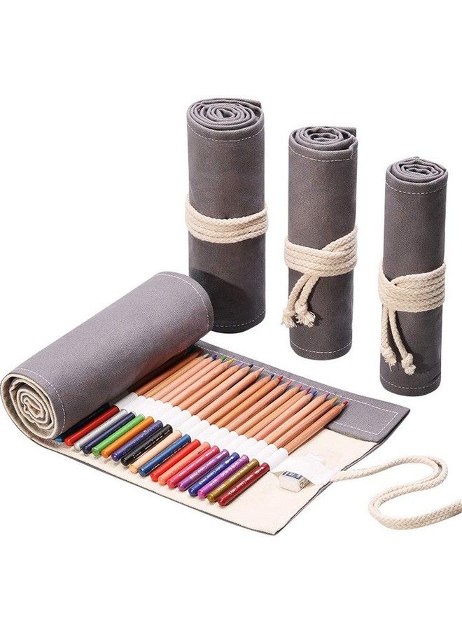 Funny live 36 48 72 Slots Colored Pencil Wrap Pencils Roll Holder Coloring Pencils Organizer Holder Colored Pen Paint Brush Storage Pouch Portable For Artist Student (Grey 72 Slots) - Image 2