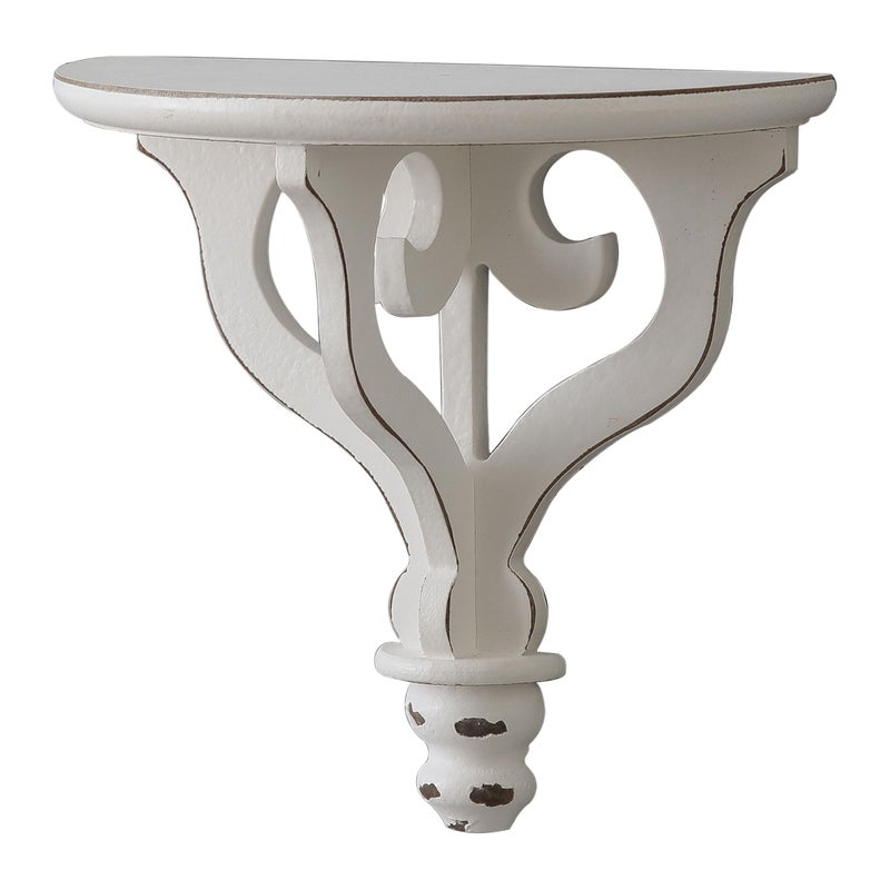 SOFE Rustic Vintage Wall Shelf - Scroll Wooden Floating Shelves - Distressed White Small Wall Shelves - Victorian Plant Shelf- Decorative Walls Stand Shelves for Hallway, Entryway - Image 5