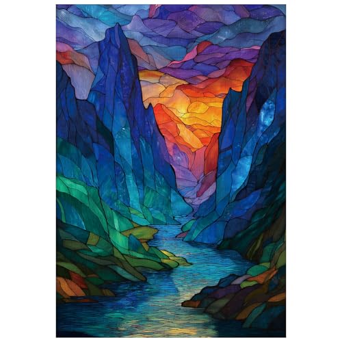 Ulord Great Jigsaw Puzzles for Adults 300 Pieces Stained Glass Mountain Puzzles for Adults Toys Gift Family Decoration Kids Puzzle - Image 1