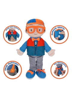 Blippi Blippi Get Ready and Play Plush - 20-inch Dress Up Plush with Sounds, Teaches Children to Tie Shoes, Button Shirts, Snap Suspenders, Zip Vest-Jacket, Roll Sleeves and Socks and More - Amazon Exclusive  - Image 5
