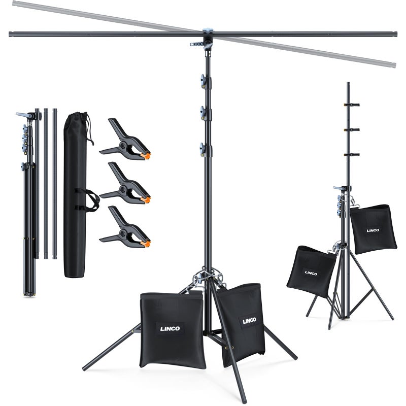 LINCO Lincostore TShape Portable Background Backdrop Support Stand Kit 67ft Wide 95ft Tall Adjustable Photo Backdrop Stand with 3 Clamps - Image 3