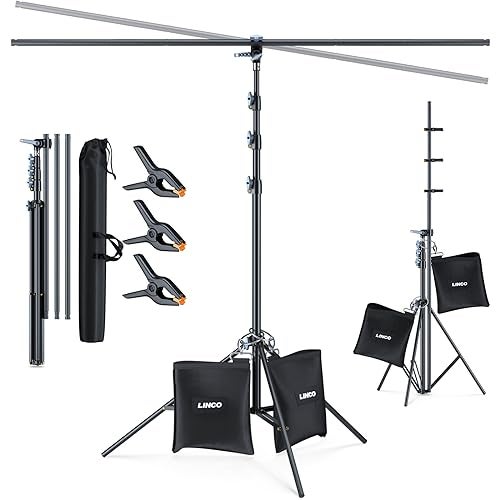 LINCO Lincostore TShape Portable Background Backdrop Support Stand Kit 67ft Wide 95ft Tall Adjustable Photo Backdrop Stand with 3 Clamps - Image 1