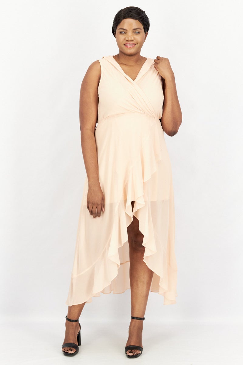 TWINSET Women Sleeveless Plain Cocktail Dress, Light Pink  - Image 1
