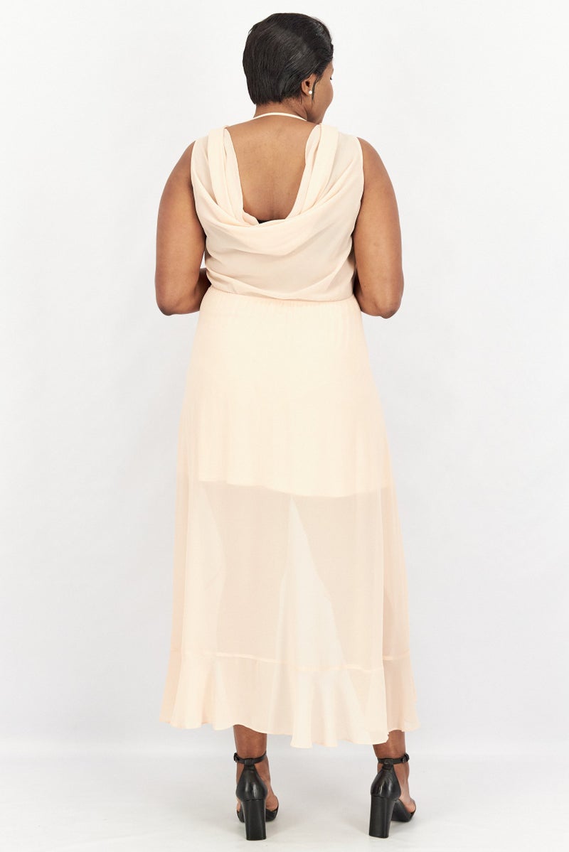 TWINSET Women Sleeveless Plain Cocktail Dress, Light Pink  - Image 3