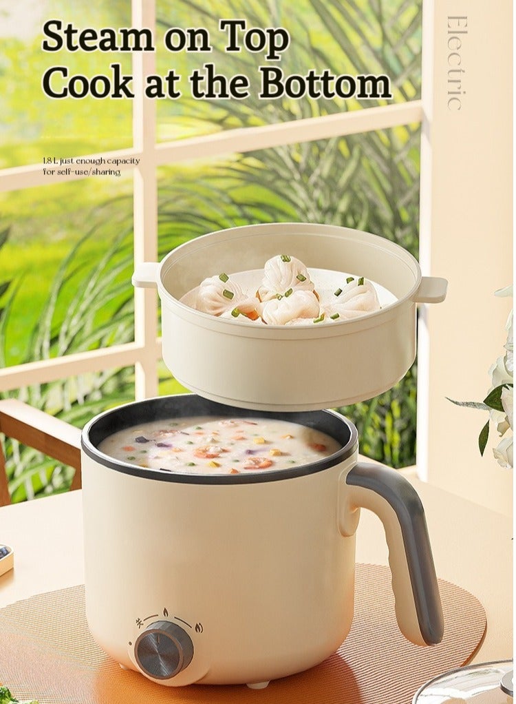 WALALLA Multifunctional Mini Electric Hot Pot 2L Nonstick Inner Pot with Dual Power (300W/600W), 2-Speed Knob & Temperature Protection, Versatile for Steaming/Frying/Boiling/Simmering, Compact Design Ideal for Student Dorms, Home Kitchens & Travel - Image 2