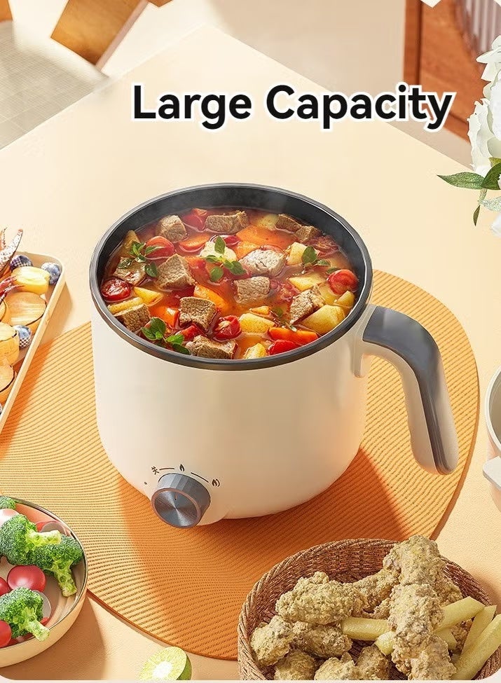 WALALLA Multifunctional Mini Electric Hot Pot 2L Nonstick Inner Pot with Dual Power (300W/600W), 2-Speed Knob & Temperature Protection, Versatile for Steaming/Frying/Boiling/Simmering, Compact Design Ideal for Student Dorms, Home Kitchens & Travel - Image 3