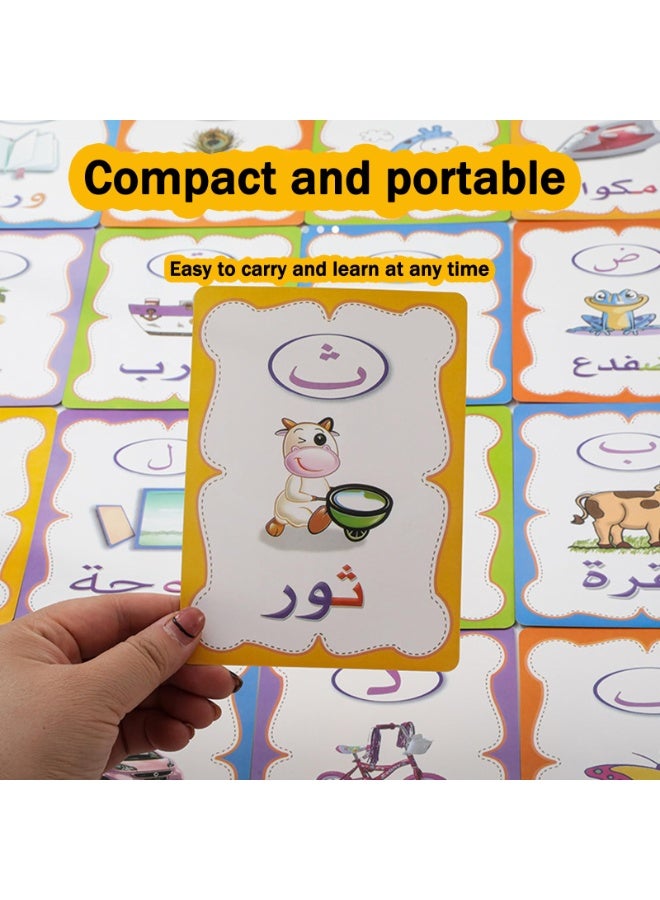 Lyaxm 28 PCS Arabic Alphabet Flashcards, Double Sided Arabic Alphabets Flash Card, Colorful Early Word Education Toys Learning Resource Interactive Set with Marker Pen for Practicing, Writing - Image 2