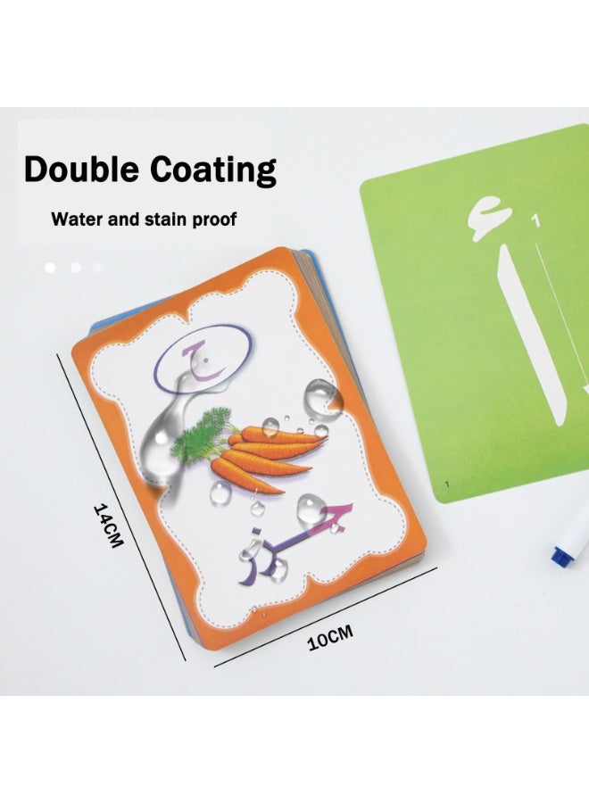 Lyaxm 28 PCS Arabic Alphabet Flashcards, Double Sided Arabic Alphabets Flash Card, Colorful Early Word Education Toys Learning Resource Interactive Set with Marker Pen for Practicing, Writing - Image 4