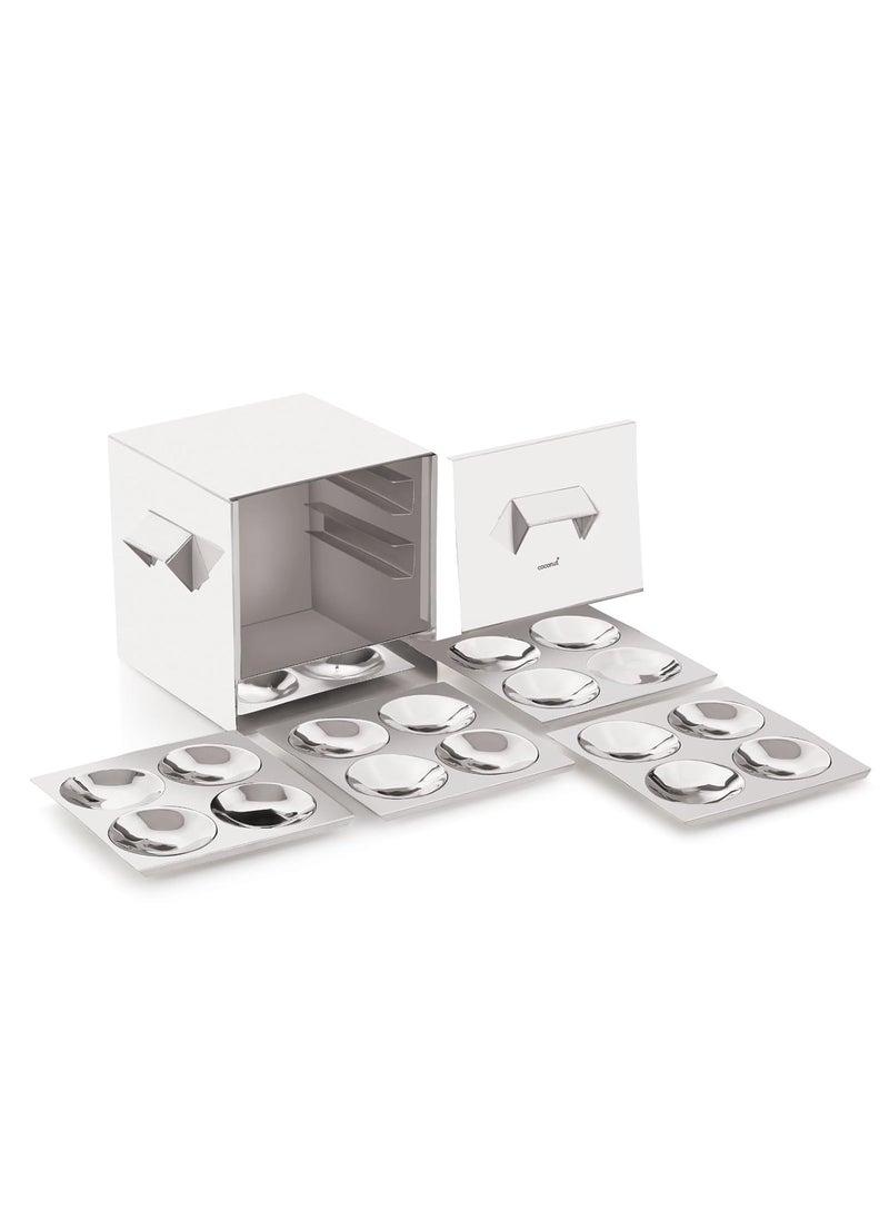 Coconut Coconut stainless steel trivia idly cooker - 4 plates, 16 Idly for HOME USE, Idli Steamer Set, Gas stove and Induction Stove Compactible Cookware (4 Plate)  - Image 1