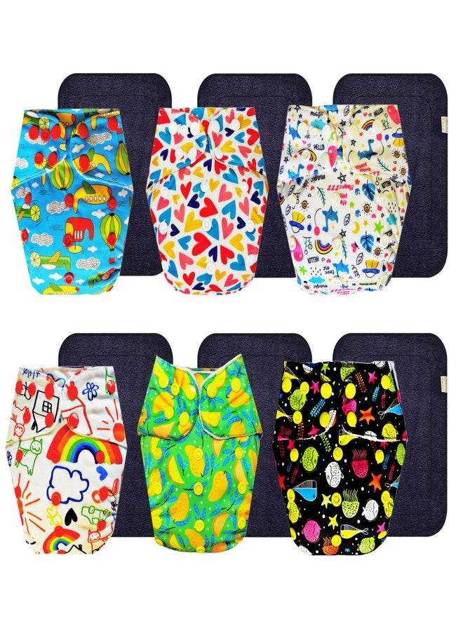 Dumbledo Premium Cloth Diaper with Black Insert (Pack of 6) | Snug Fit | Reusable & Washable | Easy to Clean | Trusted by Moms | 3 Months - 3 Years | Unisex Baby - Image 1