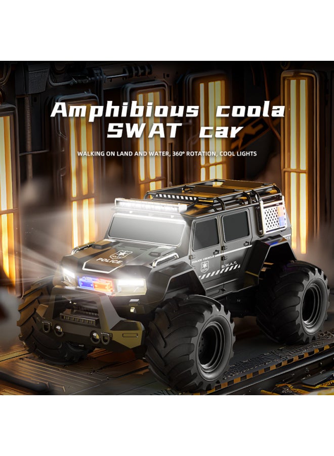 Loquat Police Car Amphibious Remote Control Car Climbing Off-road Vehicle Light Spray Stunt Car Beach Toy Land Rover-Color:Tcs33 Amphibious Police Car 2 Batteries - Image 3