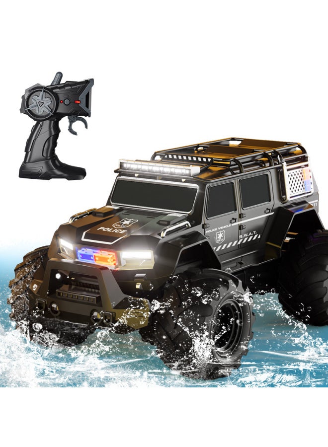 Loquat Police Car Amphibious Remote Control Car Climbing Off-road Vehicle Light Spray Stunt Car Beach Toy Land Rover-Color:Tcs33 Amphibious Police Car 2 Batteries - Image 2