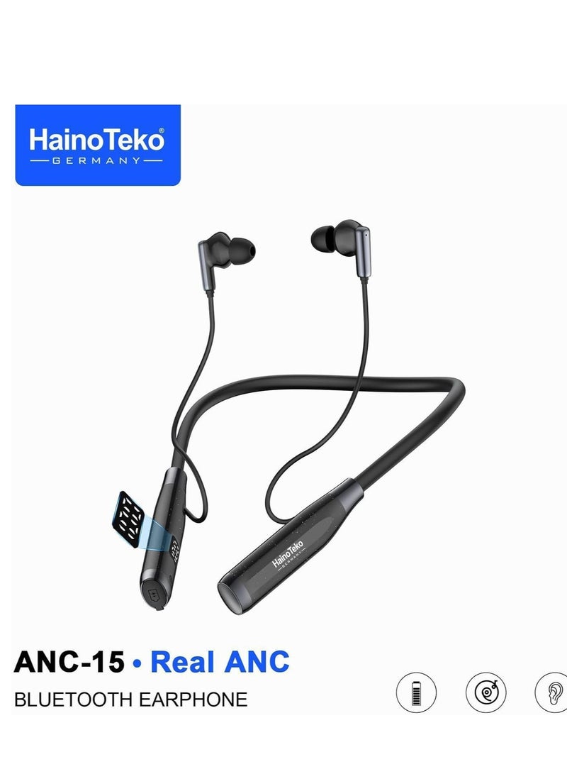 Haino Teko HainoTeko ANC-15 Bluetooth Earphones with Active Noise Cancellation, Multi-Function Controls, and Hi-Res Sound, Black - Image 3