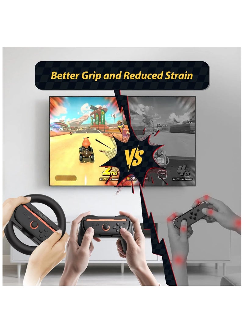 DOBE Set of 2 JoyCon Wheel Pair, Nintendo Switch 2 compatibility, game console accessories, ergonomic, ABS, black  - Image 2